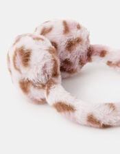 Girls Faux Fur Leopard Print Earmuffs, , large