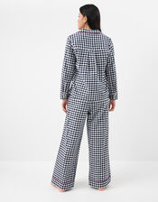Bow Gingham Long Pyjamas Set, Blue (NAVY), large