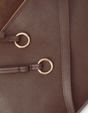 Leather Messenger Crossbody Bag, Brown (CHOCOLATE), large