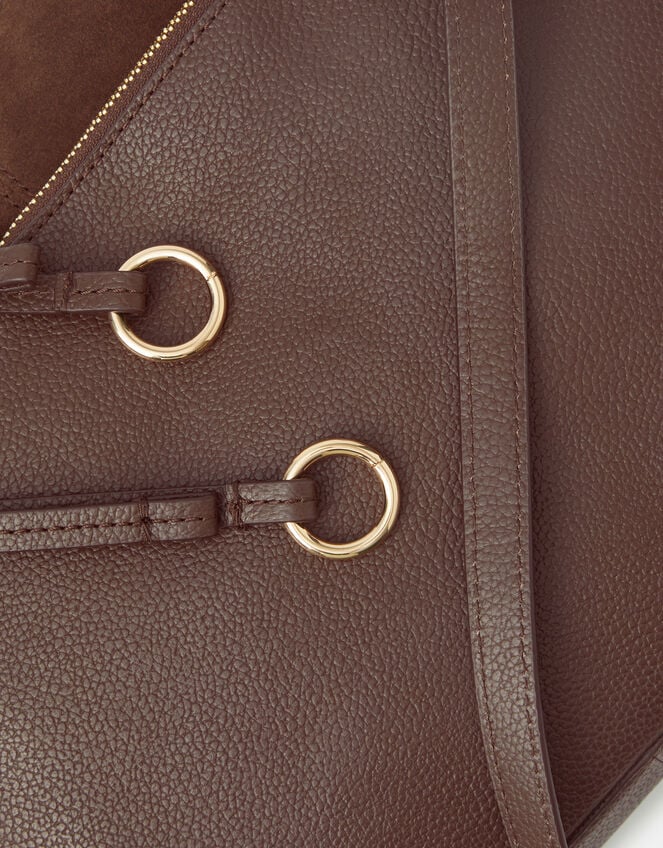 Leather Messenger Crossbody Bag, Brown (CHOCOLATE), large