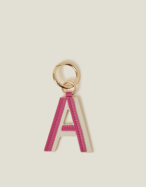 Initial Colour Block Keyring, Pink (PINK), large