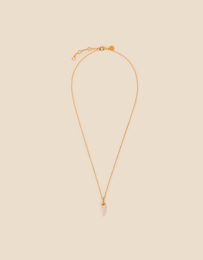 14ct Gold-Plated Rose Quartz Shard Pedant Necklace, , large