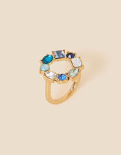 Eclectic Stone Circle Ring, Blue (BLUE), large