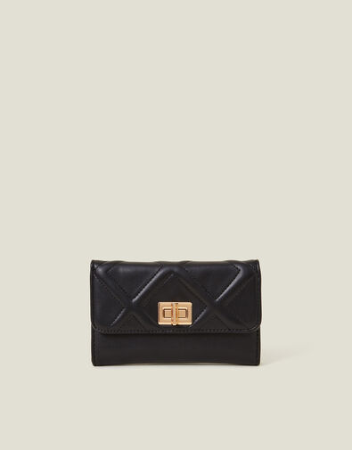Diamond Quilted Purse, Black (BLACK), large