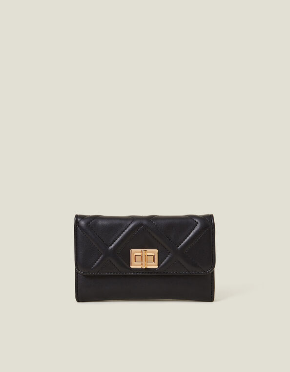 Diamond Quilted Purse, Black (BLACK), large