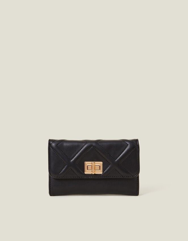 Diamond Quilted Purse, Black (BLACK), large