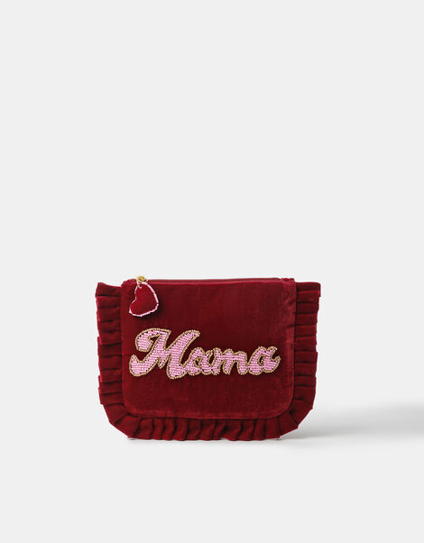 Embellished Mama Velvet Pouch, , large