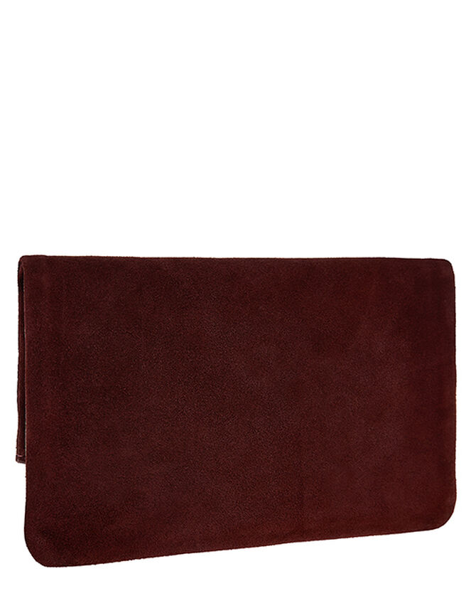 Leather Foldover Pouch, Red (BURGUNDY), large