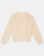 Girls Fruit Knit Cardigan, Ivory (IVORY), large