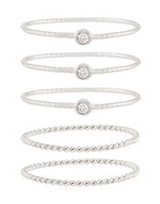 Platinum-Plated Ring Set, Silver (SILVER), large
