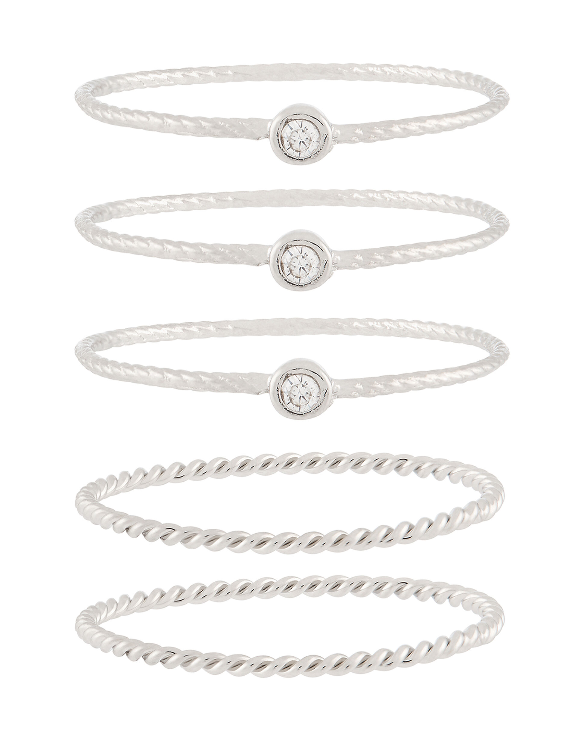 Platinum-Plated Ring Set, Silver (SILVER), large