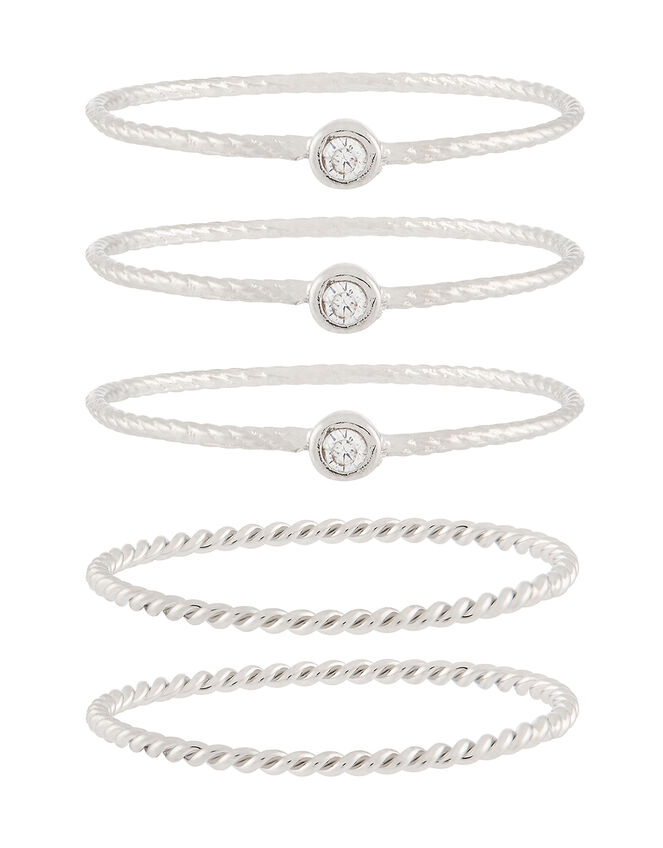 Platinum-Plated Ring Set, Silver (SILVER), large