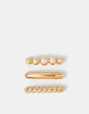 3-Pack Textured Barrette Hair Clips, , large