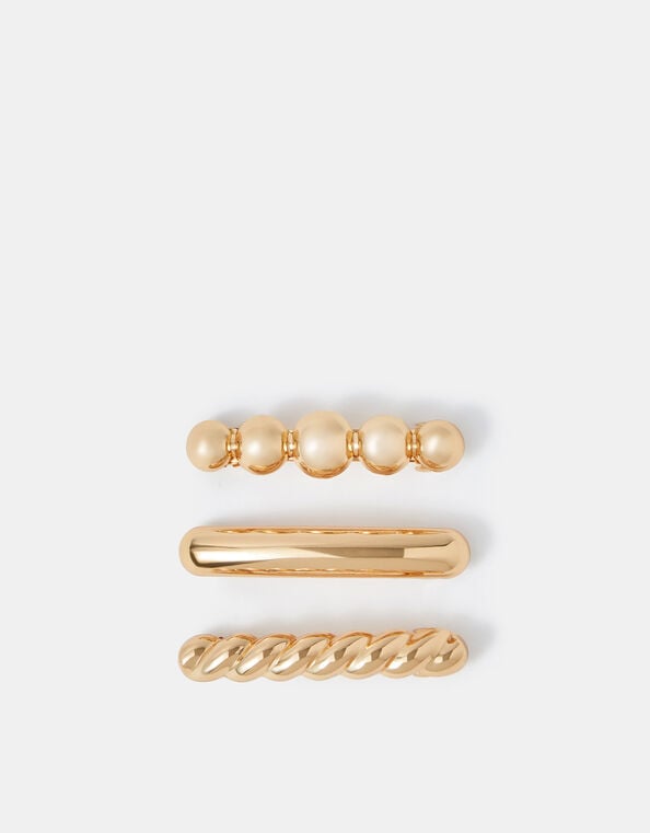 3-Pack Textured Barrette Hair Clips, , large