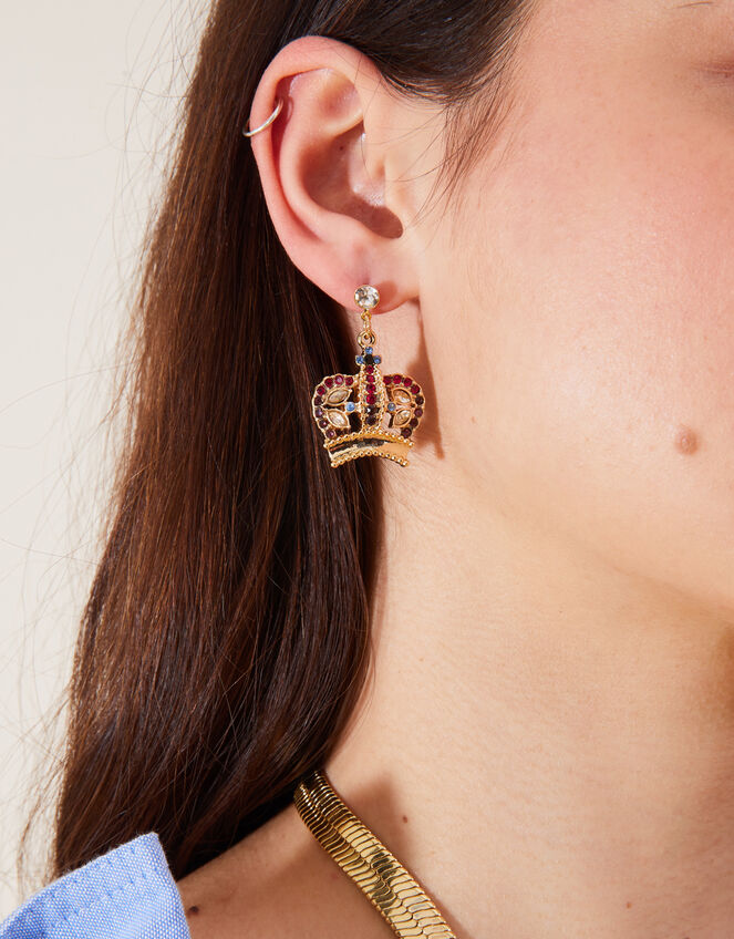 Crown Short Drop Earrings, , large