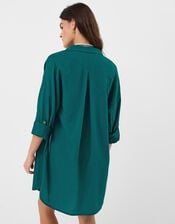 Lace Trim Beach Cover Up Shirt, Teal (TEAL), large