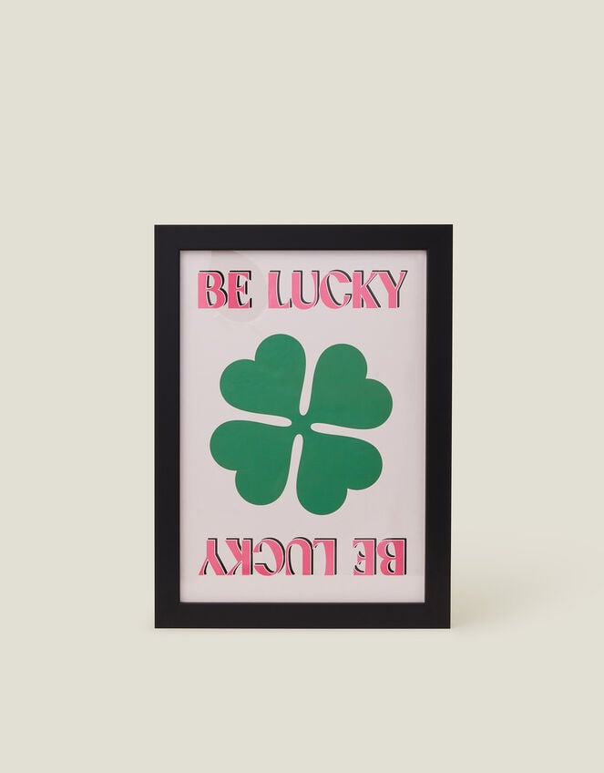 Pink Giraffe Print Co Be Lucky Framed A4 Art Print, , large