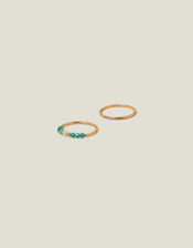 2-Pack 14ct Gold-Plated Pearl Beaded Rings, Gold (GOLD), large