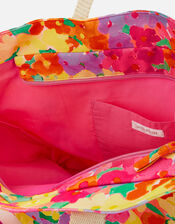 Floral Print Beach Shopper Bag, , large