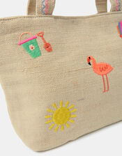 Girls Embroidered Shopper Bag, , large