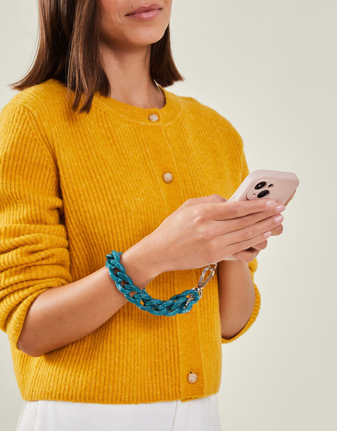 Resin Chain Wrist Phone Strap, Teal (TEAL), large