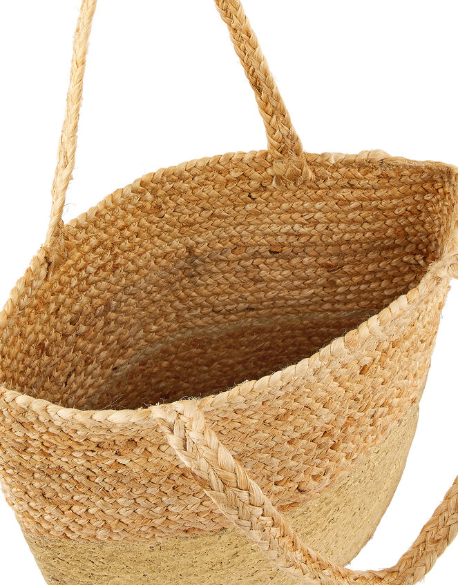Sarah Woven Beach Tote Bag with Metallic Panel, , large