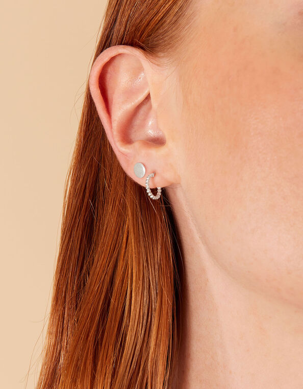 Sterling Silver Circle Stud Earrings, , large