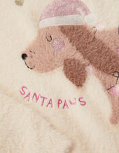 Girls Fluffy Dog Christmas Jumper, Ivory (IVORY), large