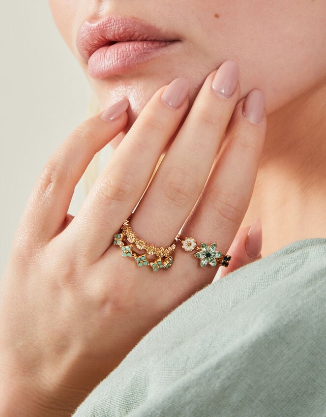 3-Pack Sparkle Flower Rings , Green (GREEN), large