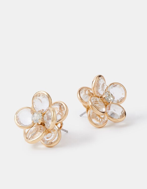 Crystal Flower Stud Earrings, , large