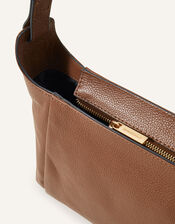 Leather Fold Zip Top Cross-Body Bag , Tan (TAN), large