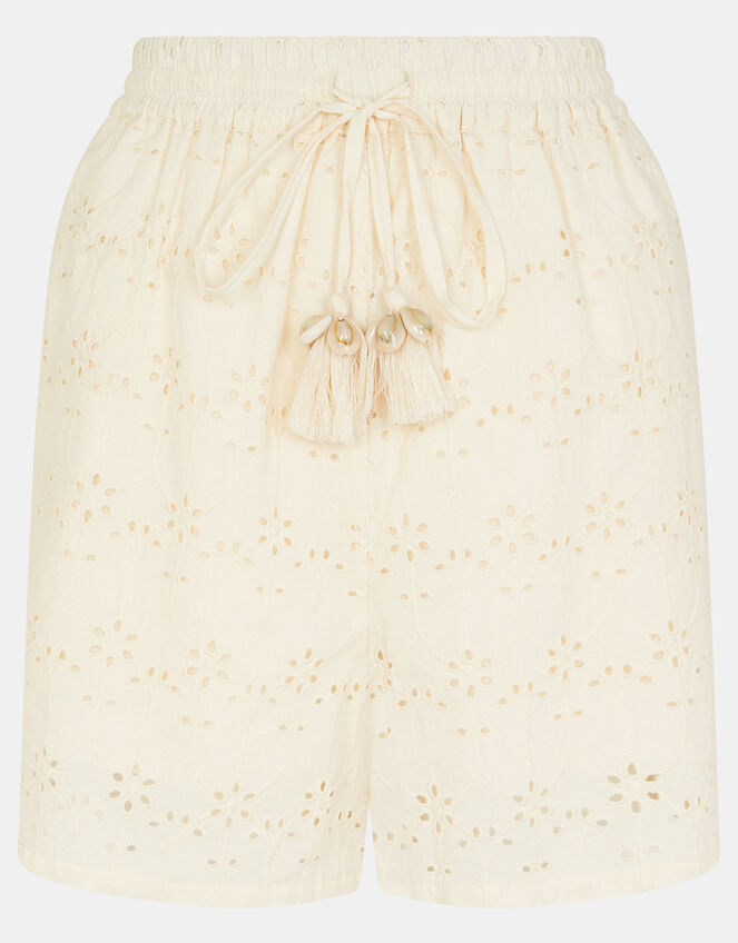 Broderie High Waist Shorts, Cream (CREAM), large