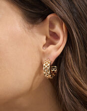 Chunky Square Link Hoop Earrings, , large