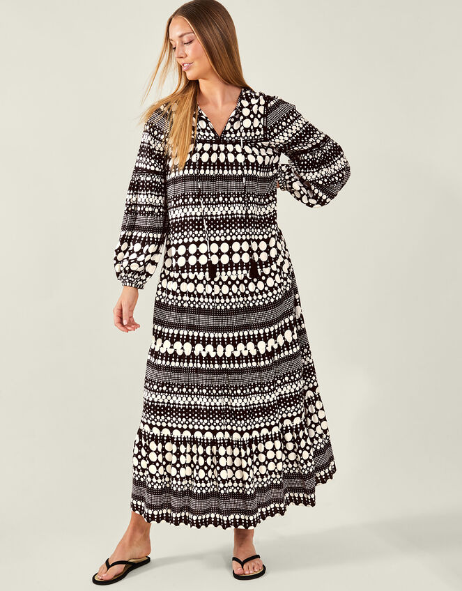 Monochrome Spot Dress, Black (BLACK WHITE), large