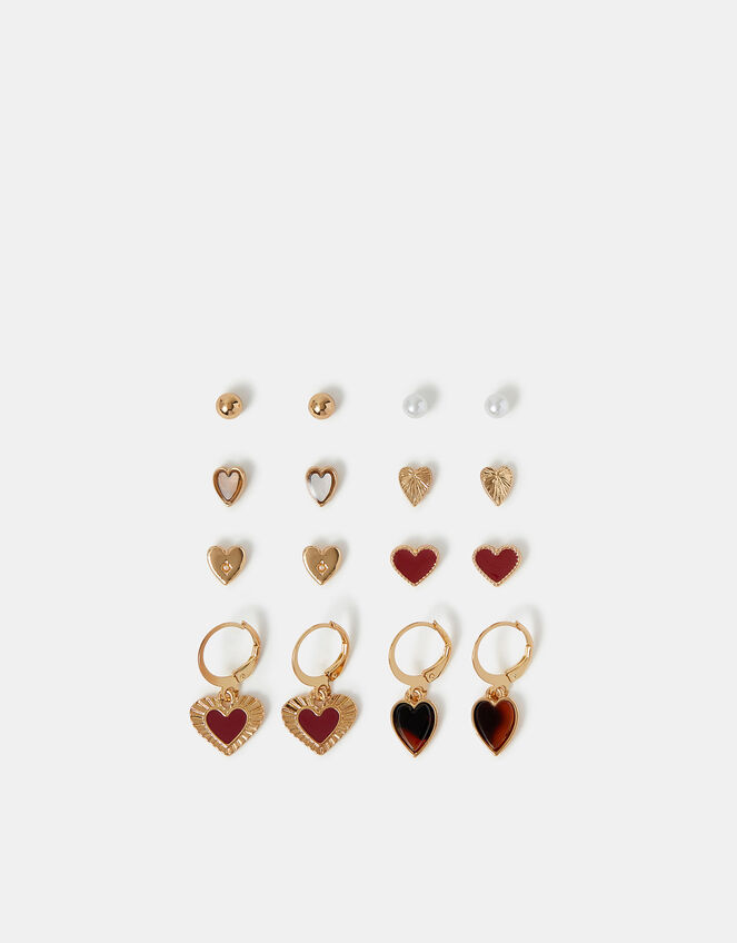 8-Pack Heart Stud & Hoop Earrings, , large