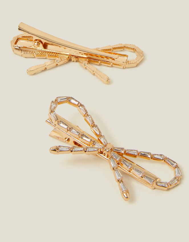 2-Pack Gem Bow Metal Hair Clips, , large
