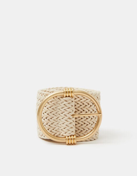 Wide Woven Belt, Cream (CREAM), large