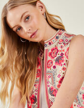 Embellished Floral Waistcoat, Cream (CREAM), large