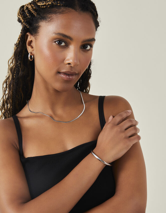 Platinum-Plated Stainless Steel Cuff Bracelet, , large