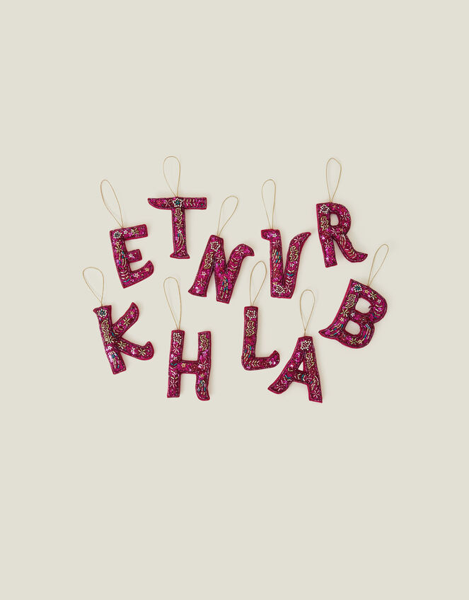 Embellished Initial Hanging Decoration, Pink (PINK), large