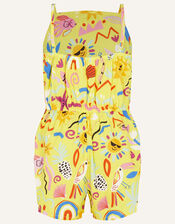 Sunshine Print Playsuit, Yellow (YELLOW), large