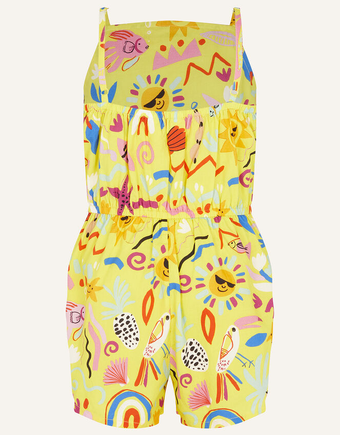 Sunshine Print Playsuit, Yellow (YELLOW), large
