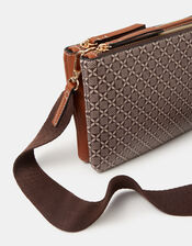Geometric Print Crossbody Bag, , large