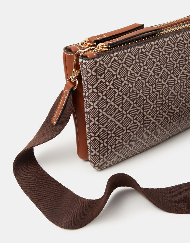 Geometric Print Crossbody Bag, , large