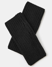 Ribbed Cut Off Gloves, Black (BLACK), large