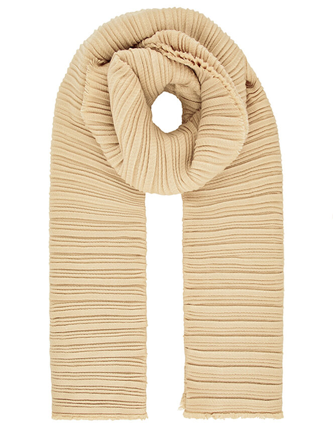 Origami Pleated Scarf, Camel (CAMEL), large