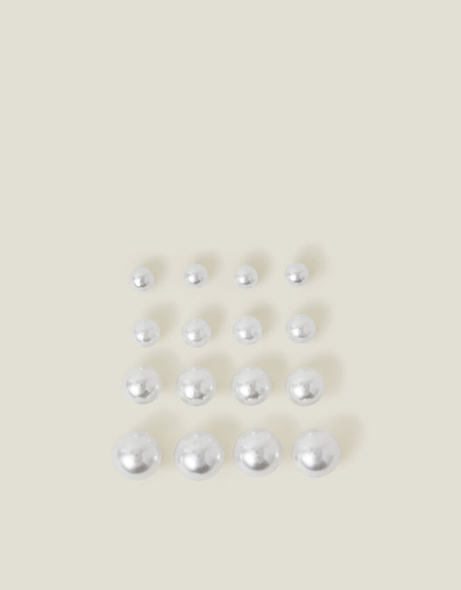 8-Pack Faux Pearl Stud Earrings, , large