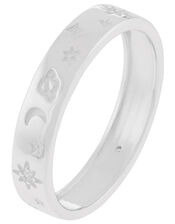 Sterling Silver Sparkle Moon Band Ring, Silver (ST SILVER), large