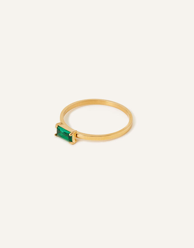 Stainless Steel Statement Gem Ring, Green (GREEN), large