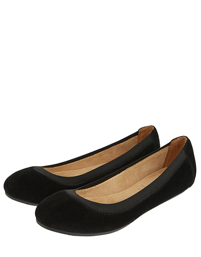 Women's Elasticated Ballet Pumps Black Suede Accessorize UK